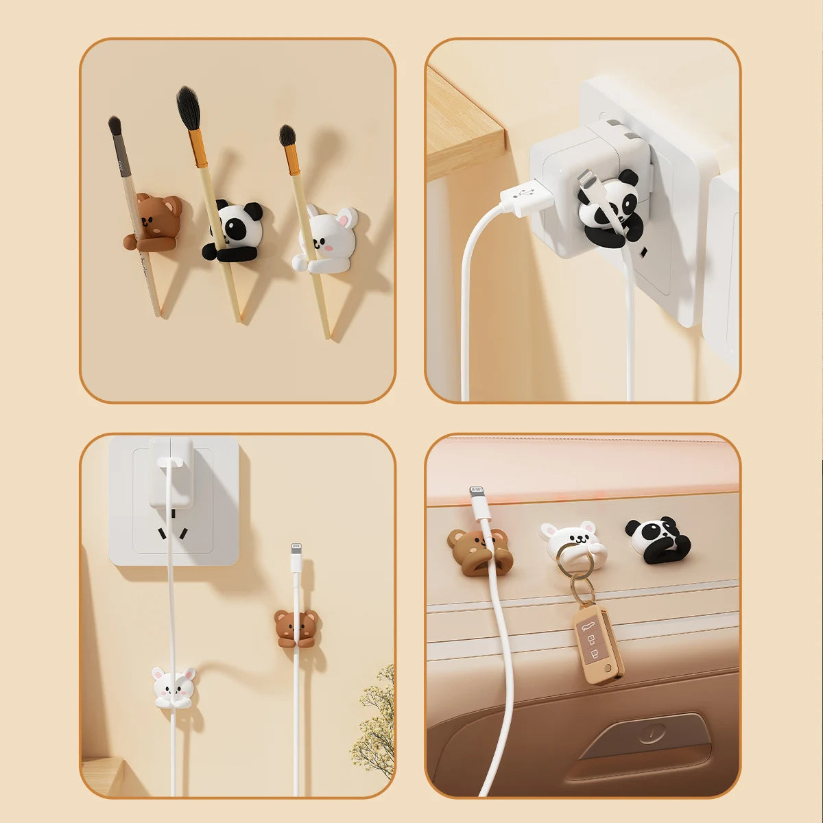 Organizador de cables de escritorio con dibujos animados, bobinador autoadhesivo, gestión de cables, Clips de Cable de datos para auriculares, 2/3 Uds.