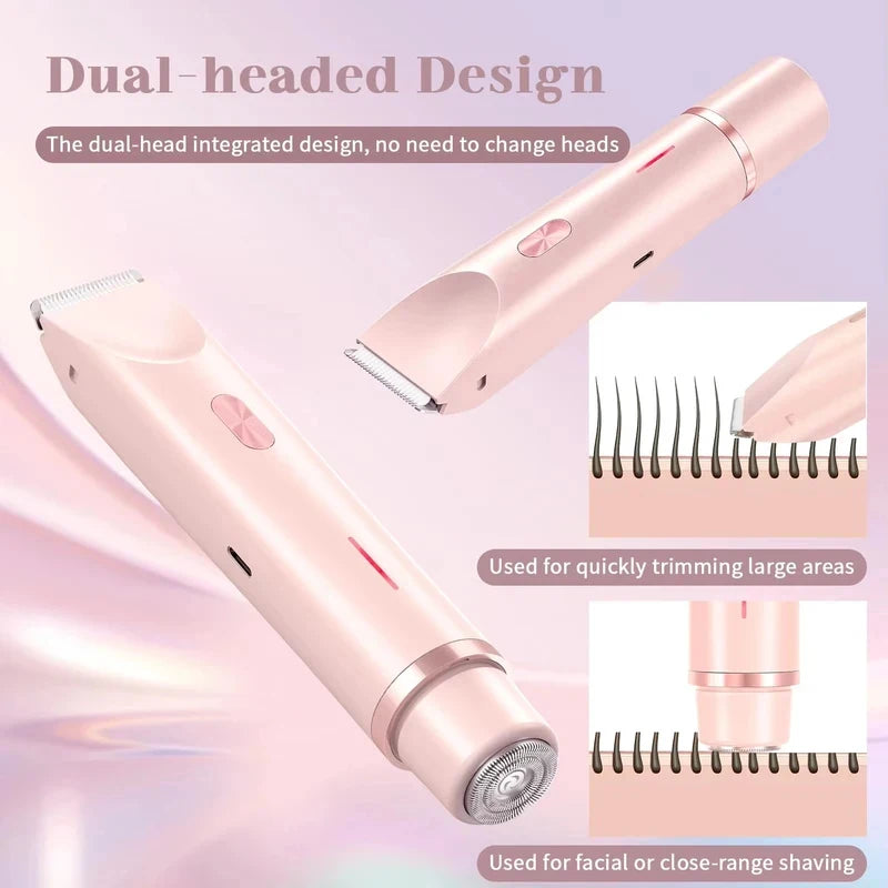 Afeitadora Eléctrica para Mujer, Doble Cabezal, Doble Uso, Depiladora Corporal, Depiladora de Piernas, Axilas, Bikini, Recortadora Eléctrica de Vello