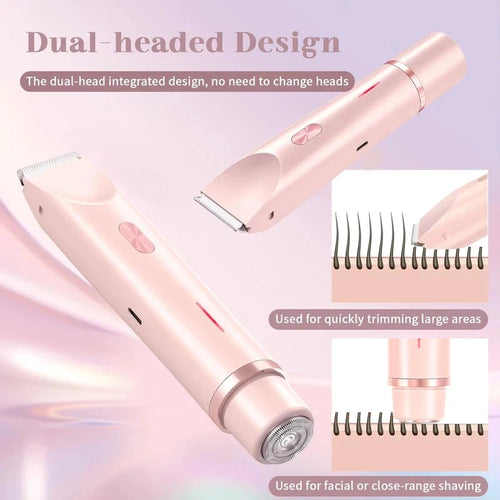 Afeitadora Eléctrica para Mujer, Doble Cabezal, Doble Uso, Depiladora Corporal, Depiladora de Piernas, Axilas, Bikini, Recortadora Eléctrica de Vello