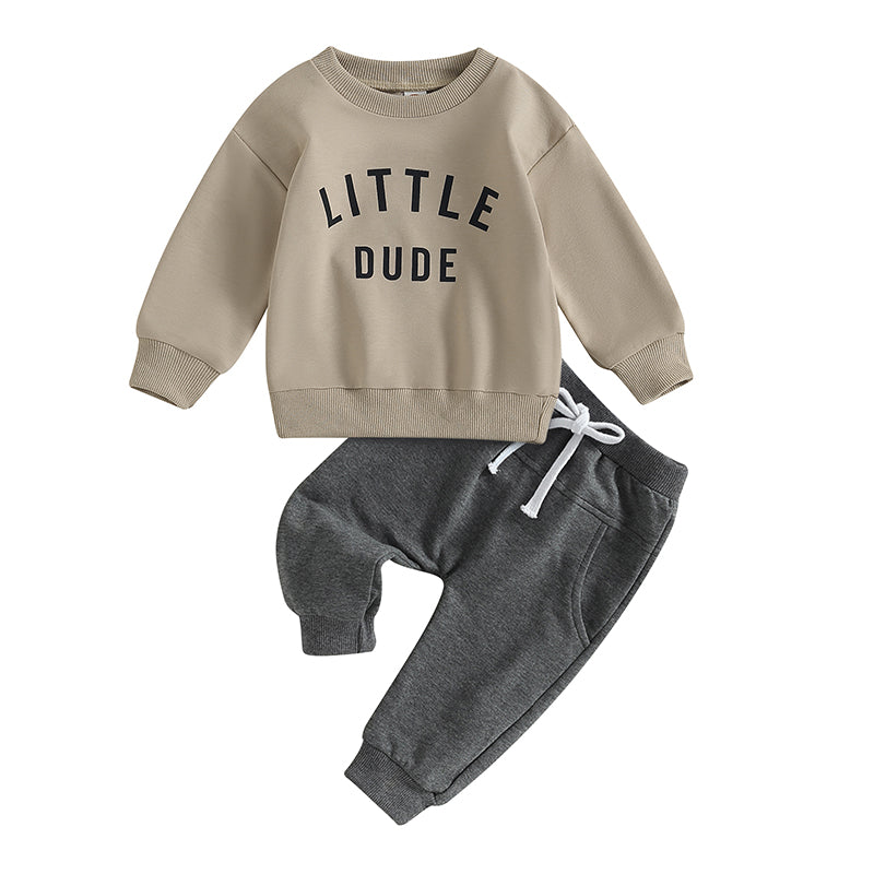 Toddler Letter-Print Long-Sleeve Top & Pants Set