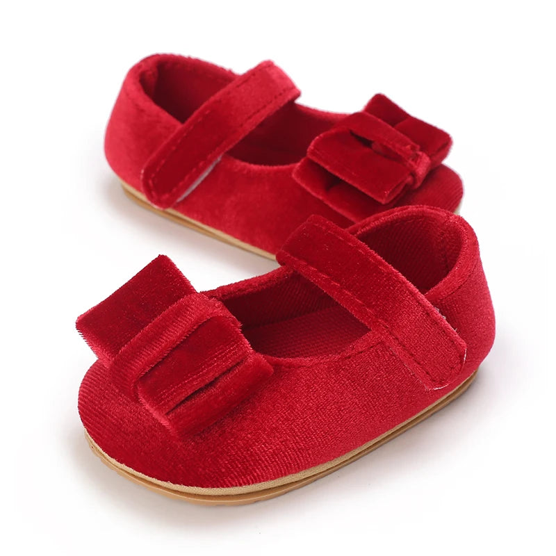 Spring and Autumn New Velvet Baby Shoes Sneakers Non slip Shoes Red Christmas Velvet Children's Shoes