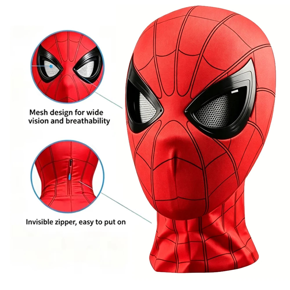 Spider-Man Cosplay Mask with Chin-Activated Blinking Eyes