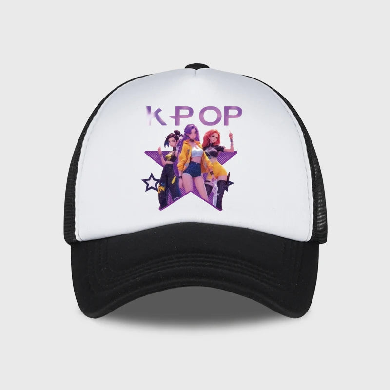 Gorra de malla estampada del grupo femenino de K-POP, gorra de béisbol transpirable de verano, sombrero de sol unisex ajustable, perfecto para los fanáticos del K-Pop