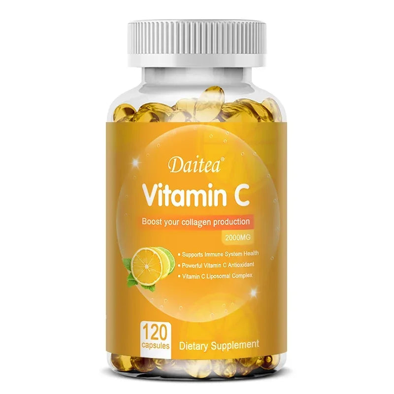 Cápsulas de vitamina C 2000 mg ricas en antioxidantes ayudan a la salud de la piel, las uñas y el cabello Sistema inmunológico y el suplemento de colágeno