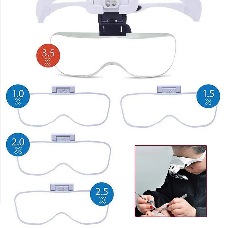 Lupa ajustable de 5 lentes, lupa para extensión de pestañas, lámpara de luz LED, reparación de injerto, tatuaje, pestañas individuales