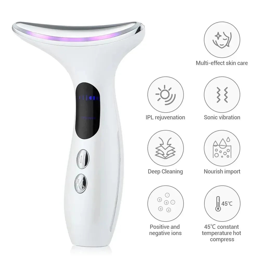 Dispositivo de masaje vibratorio para cuello y cara, máquina de Estiramiento facial, microcorrientes, terapia de luz roja, antiarrugas