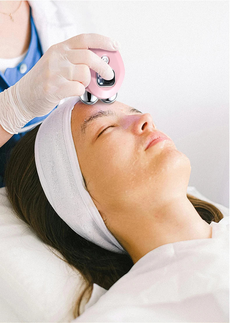 Masajeador de rodillo de microcorriente portátil, vibración eléctrica, levantamiento de cara y cuello, instrumento de belleza antiarrugas para estiramiento de la piel