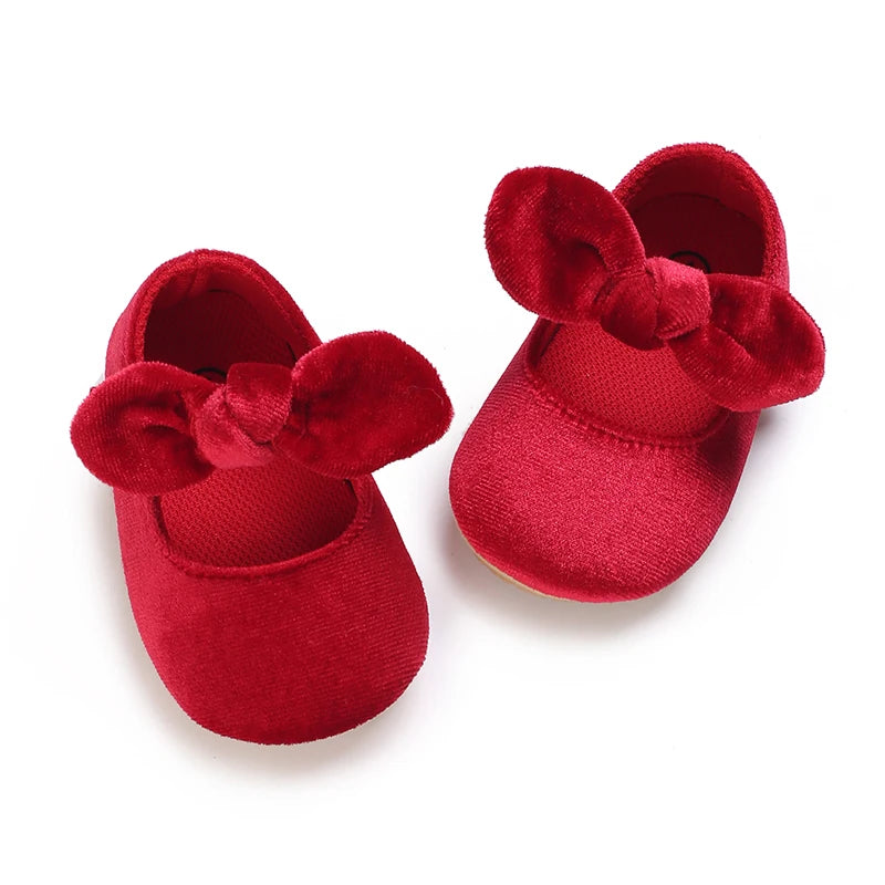 Spring and Autumn New Velvet Baby Shoes Sneakers Non slip Shoes Red Christmas Velvet Children's Shoes