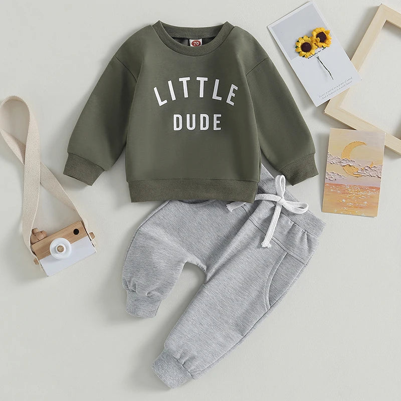 Toddler Letter-Print Long-Sleeve Top & Pants Set