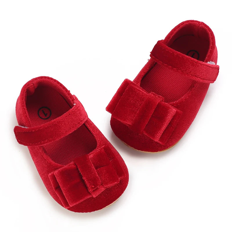 Spring and Autumn New Velvet Baby Shoes Sneakers Non slip Shoes Red Christmas Velvet Children's Shoes