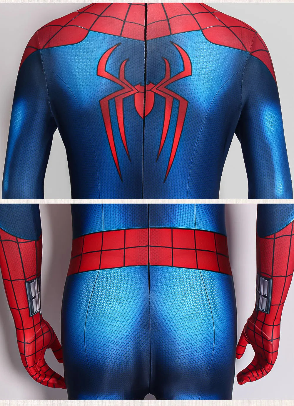 Red & Blue Spider-Web Cosplay Bodysuit for Adults