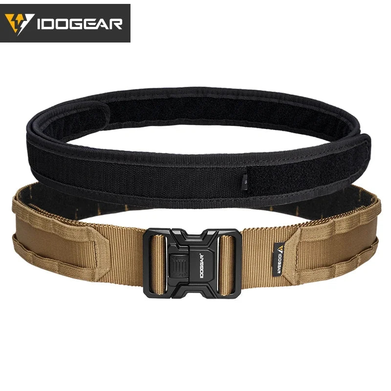 IDOGEAR-Cinturón táctico MOLLE de 2 ", cinturón MOLLE de liberación rápida con interior exterior ajustable para hombres, deportes al aire libre Airsoft 3444