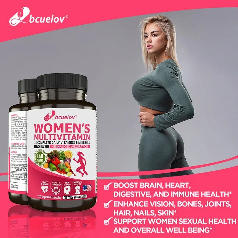 Suplemento multivitamínico multimineral para mujer - Magnesio Biotina Calcio Zinc Selenio - Apoya las articulaciones Piel Uñas