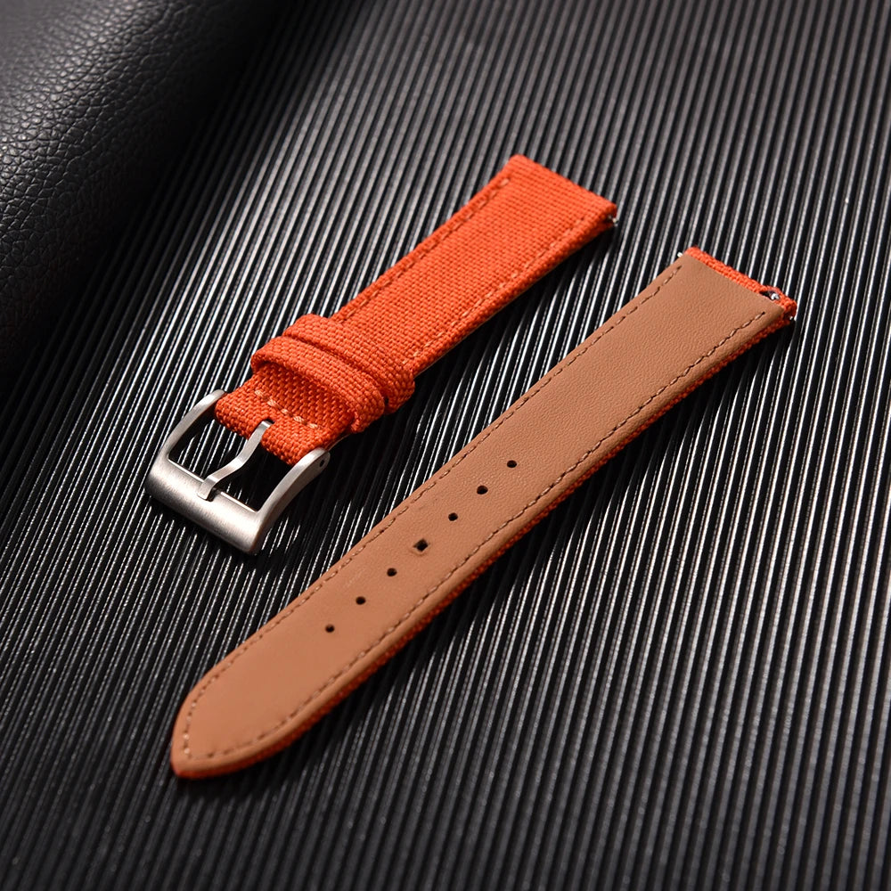 Correa de reloj de nailon de 18mm, 20mm y 22mm, correas de reloj de cuero y tela de vela de dos caras, pulseras de liberación rápida, cinturón deportivo para hombres y mujeres