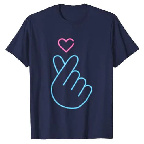 Camisa K-Pop, camiseta de regalo de música Pop coreana con corazón de mano y latido del corazón, camiseta gráfica KPop para fanáticos de la moda, camisetas de manga corta