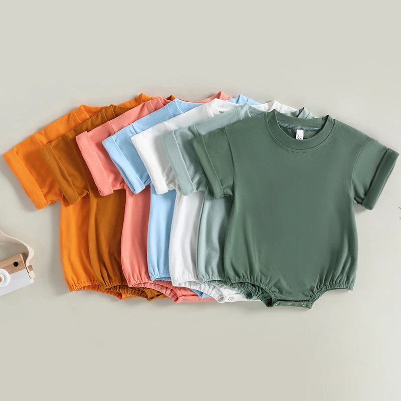 Baby Solid-Color Short-Sleeve Romper