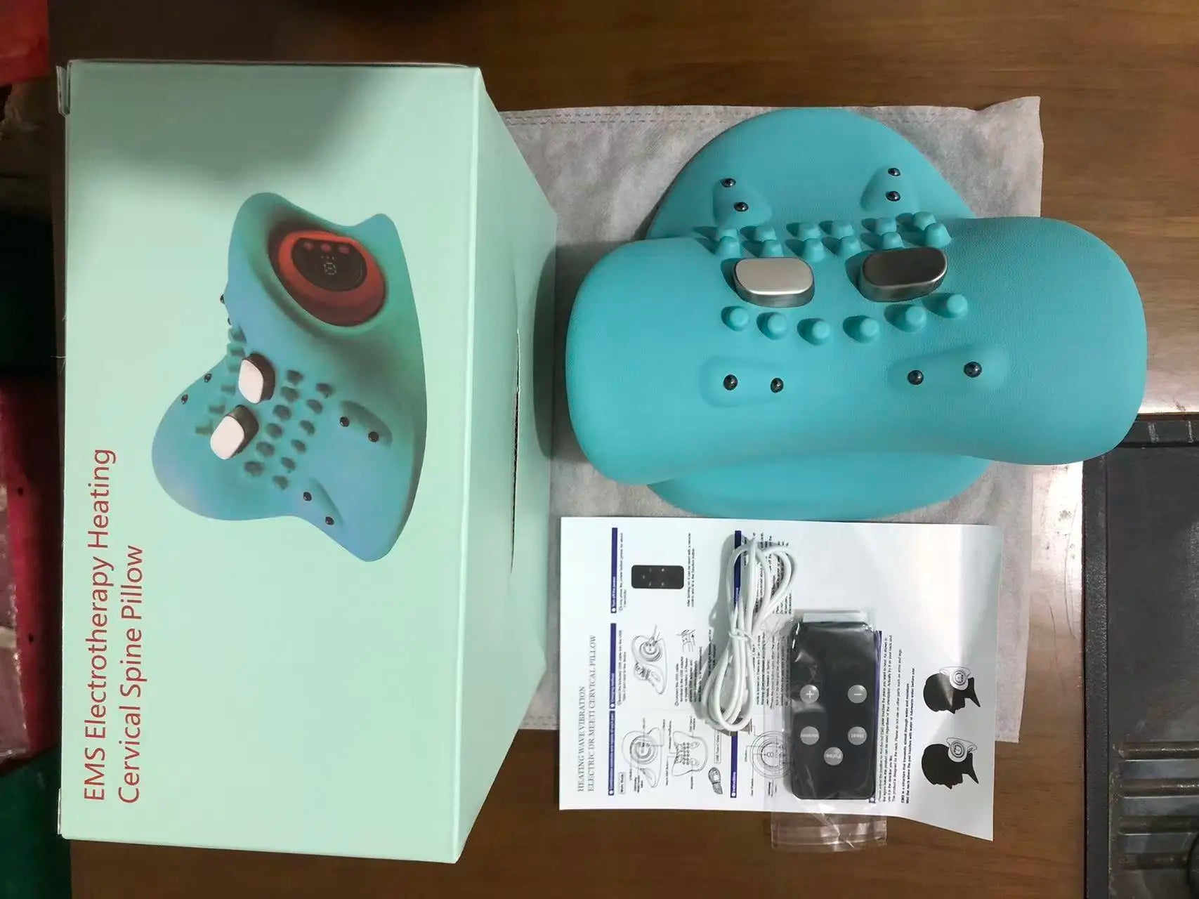 Masajeador eléctrico de tracción Cervical para cuello, almohada de masaje para amasar vibración, almohada ergonómica para la cabeza, herramienta de relajación para el hogar