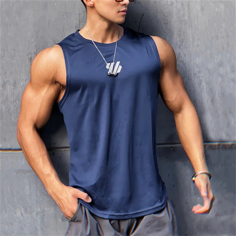 Chaleco de gimnasio de verano para hombre, camisa de malla de alta calidad, camisetas sin mangas, camisetas sin mangas para correr, chaleco deportivo para Fitness, ropa para hombre 2025