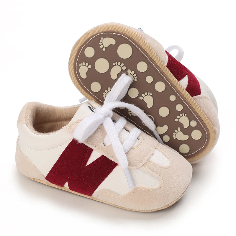 0-18 Months Newborn Baby Classic Sneakers Letters Splicing Baby Casual Shoe Anti-slip Hundred Walking Baby Boys Girls Baby Shoes