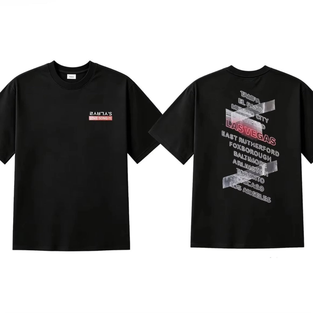 Camisetas gráficas K-pop LOVE SONG IS LAS VEGAS, camisetas de algodón de manga corta para mujeres y hombres, ropa de calle Agust D Arirang, camisetas de la gira por EE. UU.