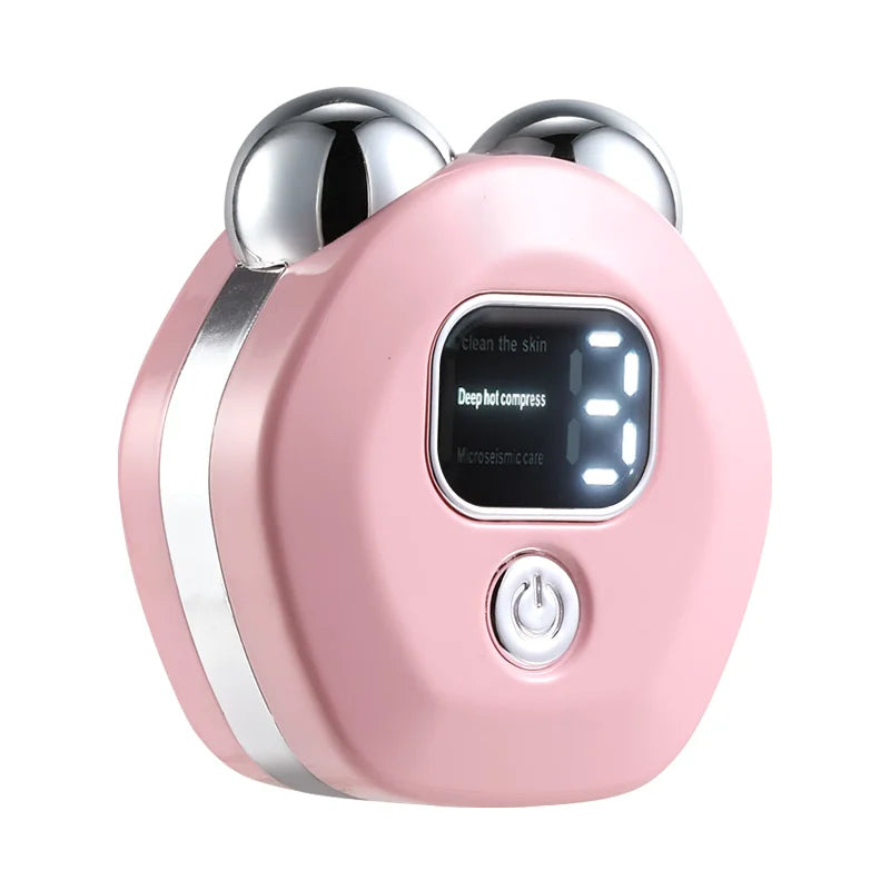 Masajeador de rodillo de microcorriente portátil, vibración eléctrica, levantamiento de cara y cuello, instrumento de belleza antiarrugas para estiramiento de la piel