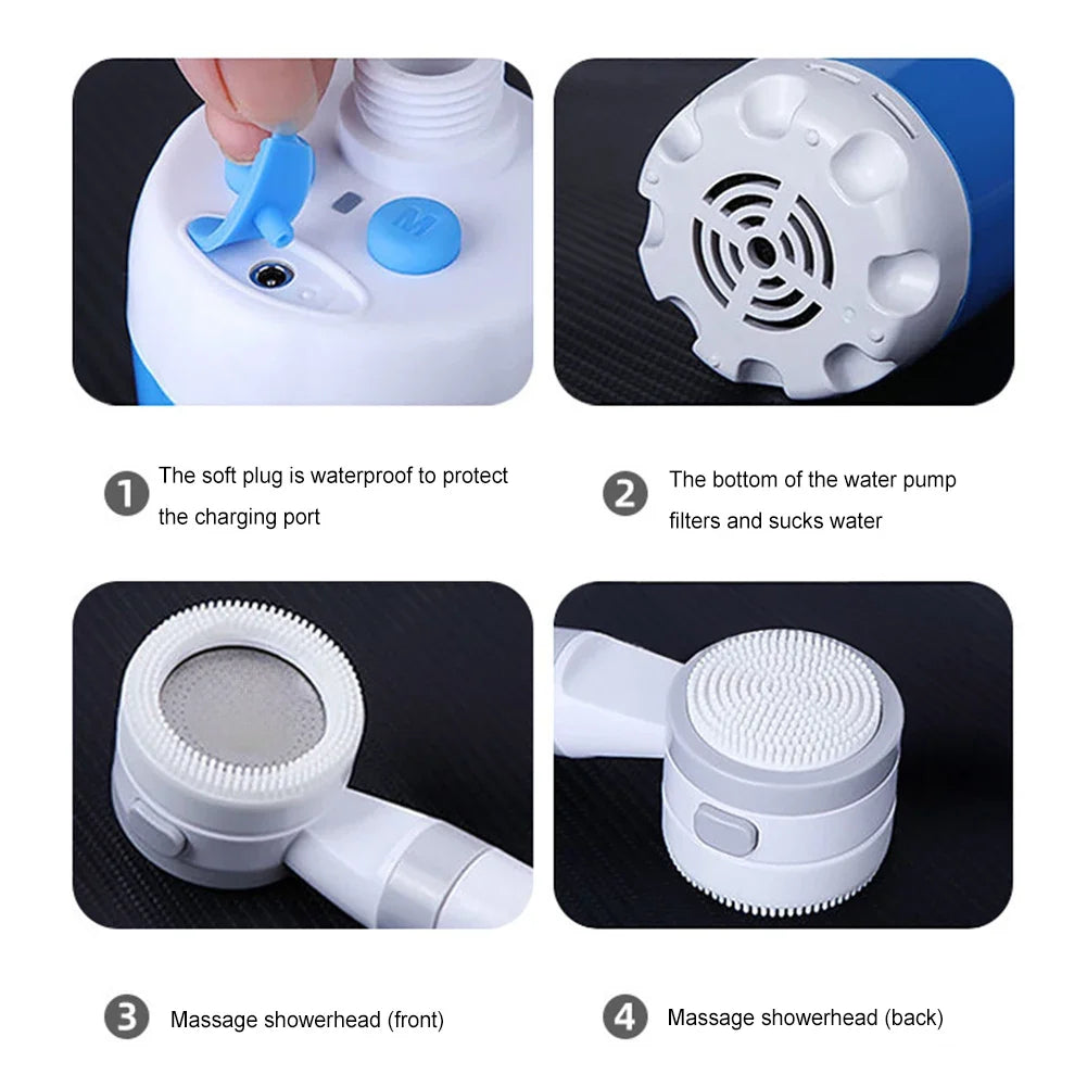Bomba de ducha portátil para acampar con pantalla Digital, bomba de ducha eléctrica recargable mejorada de 4000mAh, para acampar, dormitorio en la playa