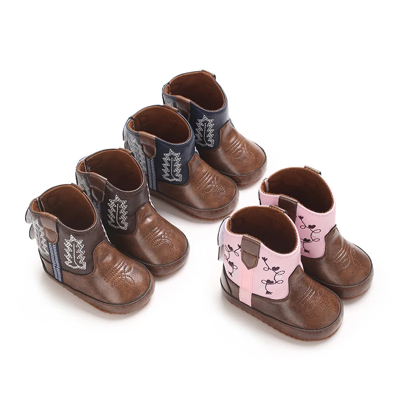 Baby Cowboy Boots - Western Style | Soft soled First Walking Shoes for Newborns and Preschoolers