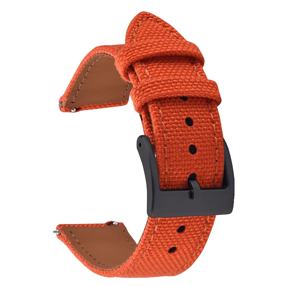 Correa de reloj de nailon de 18mm, 20mm y 22mm, correas de reloj de cuero y tela de vela de dos caras, pulseras de liberación rápida, cinturón deportivo para hombres y mujeres