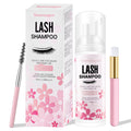 Champú de pestañas para pestañas 100ML + cepillo y varita de rímel limpieza espumosa de párpados, removedor de limpiador de extensiones, removedor de maquillaje