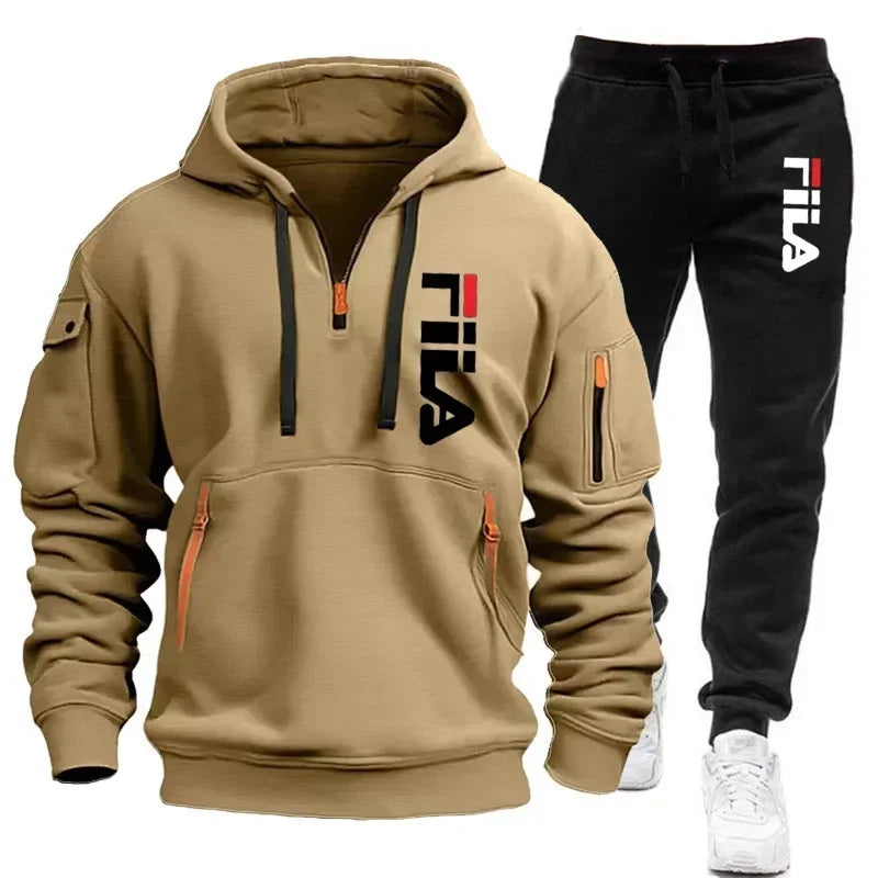 Conjunto de sudadera con capucha para hombre, conjunto de dos piezas de top cómodo y a la moda y pantalones deportivos casuales.
