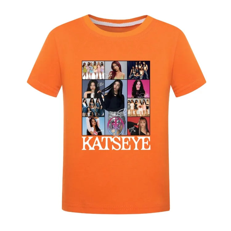 Camiseta KATSEYE Kpop para niños, ropa de verano 2026, camisetas de manga corta para niñas, ropa de calle a la moda para niños