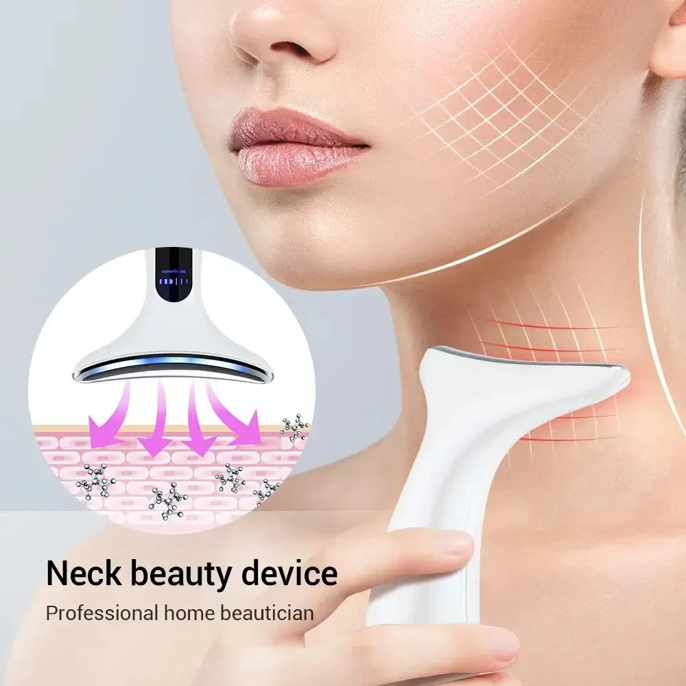 Dispositivo de masaje vibratorio para cuello y cara, máquina de Estiramiento facial, microcorrientes, terapia de luz roja, antiarrugas