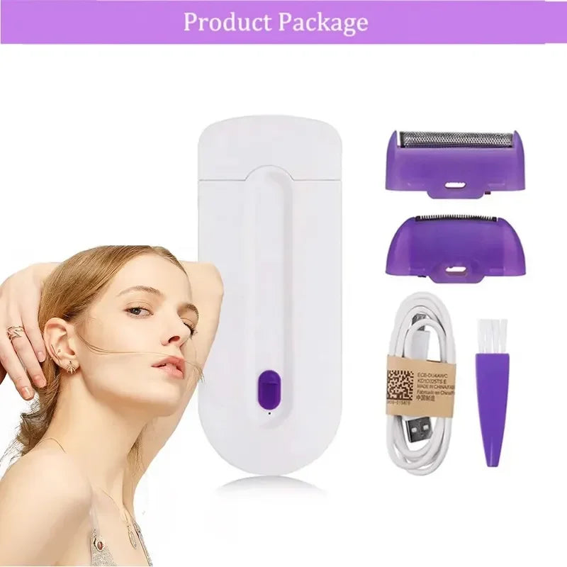Depiladora de luz azul para cuerpo de mujer, afeitadora de inducción, herramienta de depilación, depiladora de labios de Bikini automática eléctrica rotativa para cara y pierna