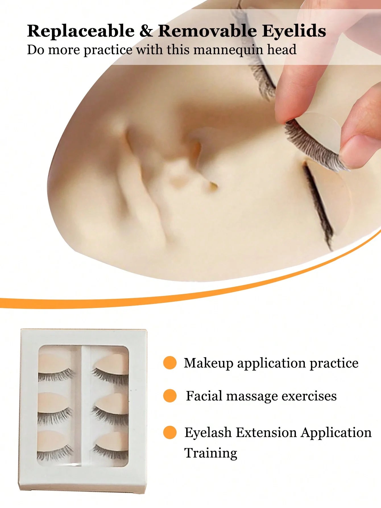 Cabeza de maniquí de pestañas, entrenamiento Facial falso de silicona cosmetología de la piel extensión de ojos de pestañas práctica maquillaje herramientas de tratamiento facial