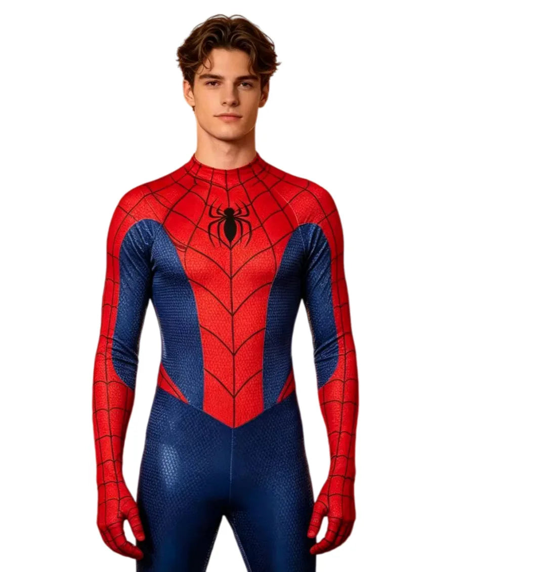 Red and blue Spider-Man cos costume Halloween Comic-Con Children Adult one-piece tights Independent blindfold Hero performance