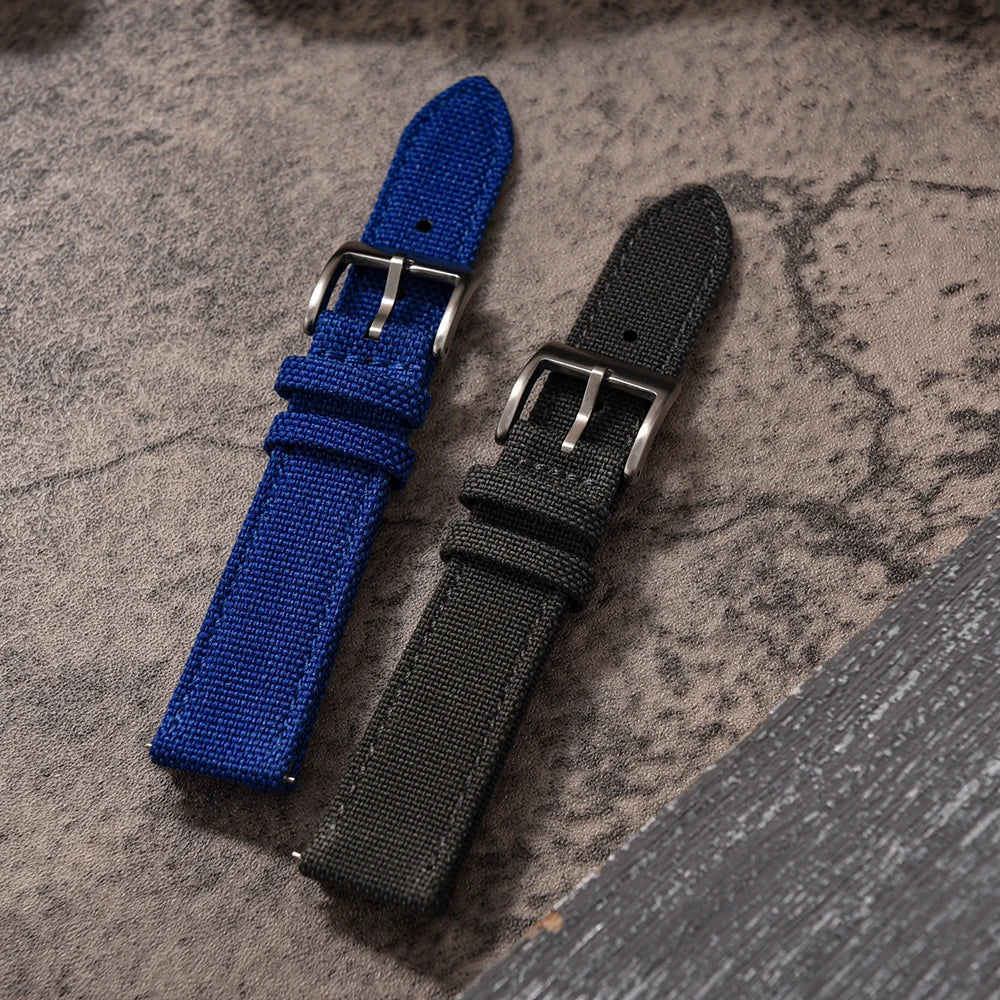 Correa de reloj de nailon de 18mm, 20mm y 22mm, correas de reloj de cuero y tela de vela de dos caras, pulseras de liberación rápida, cinturón deportivo para hombres y mujeres
