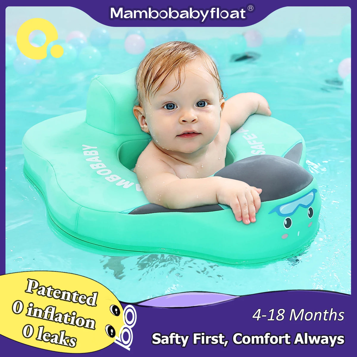 Mambobaby Baby Float with Seat Large Swimming Ring for Infant No Inflation Pool Accessories 6-18-24 Months Pool Game Toys