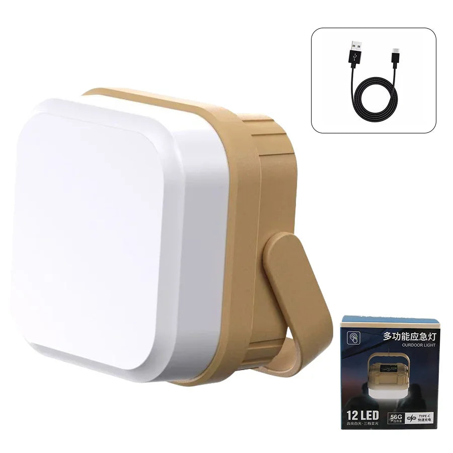 Mini reflector COB, linterna de bolsillo recargable para acampar al aire libre, luz de tienda impermeable de emergencia con pantalla Digital y gancho