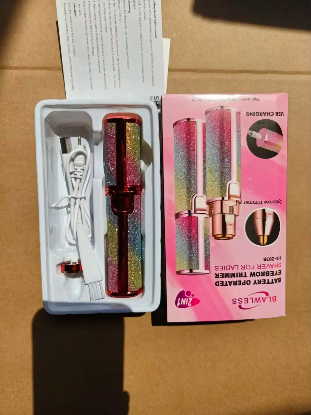 Depiladora eléctrica portátil 2 en 1 recargable, depilación facial, afeitadora de cejas, afeitadora facial indolora para rostro y labios.