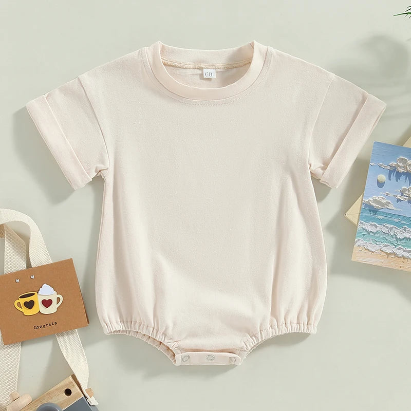 Baby Solid-Color Short-Sleeve Romper
