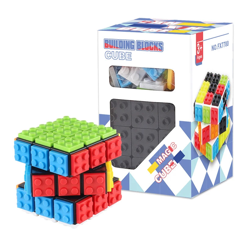 DIY Series Bricks Magic Cube 3x3x3 Professional Speed Cube Puzzle Toys Enlighten Educational Building Blocks Toys for Kids Gifts