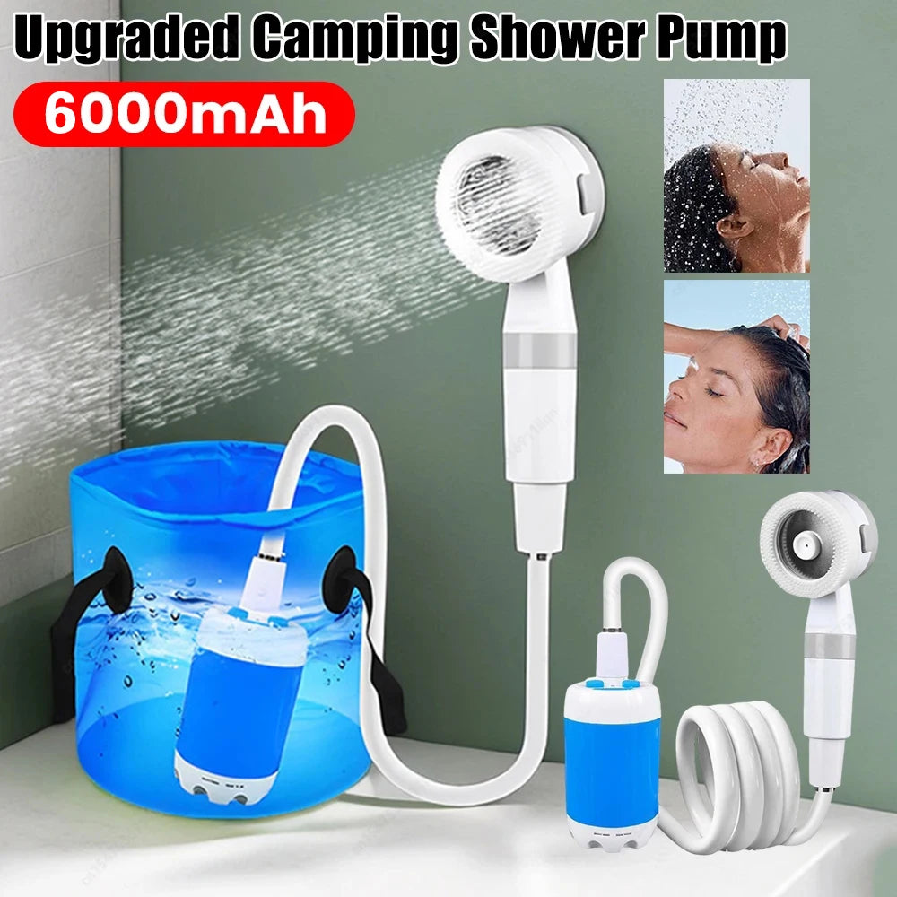 Bomba de ducha portátil para acampar con pantalla Digital, bomba de ducha eléctrica recargable mejorada de 4000mAh, para acampar, dormitorio en la playa