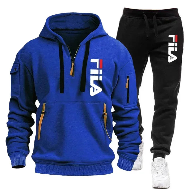 Conjunto de sudadera con capucha para hombre, conjunto de dos piezas de top cómodo y a la moda y pantalones deportivos casuales.