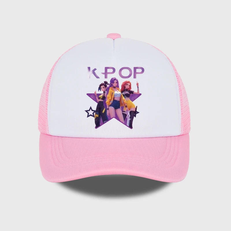 Gorra de malla estampada del grupo femenino de K-POP, gorra de béisbol transpirable de verano, sombrero de sol unisex ajustable, perfecto para los fanáticos del K-Pop