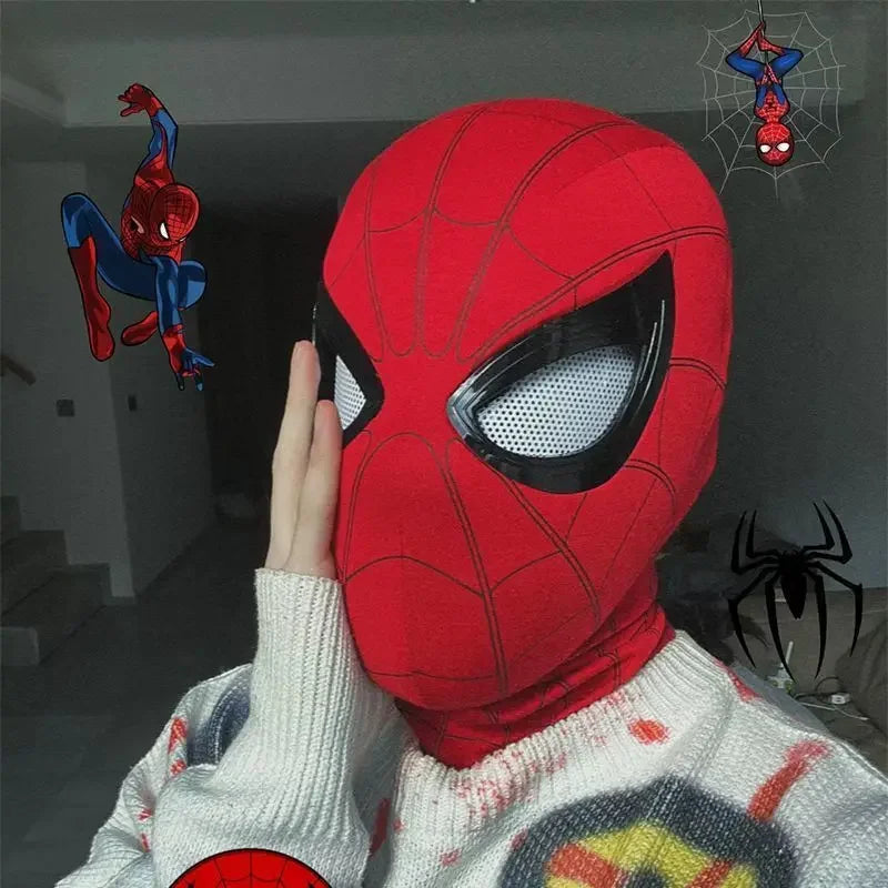 Spider-Man Cosplay Mask with Chin-Activated Blinking Eyes