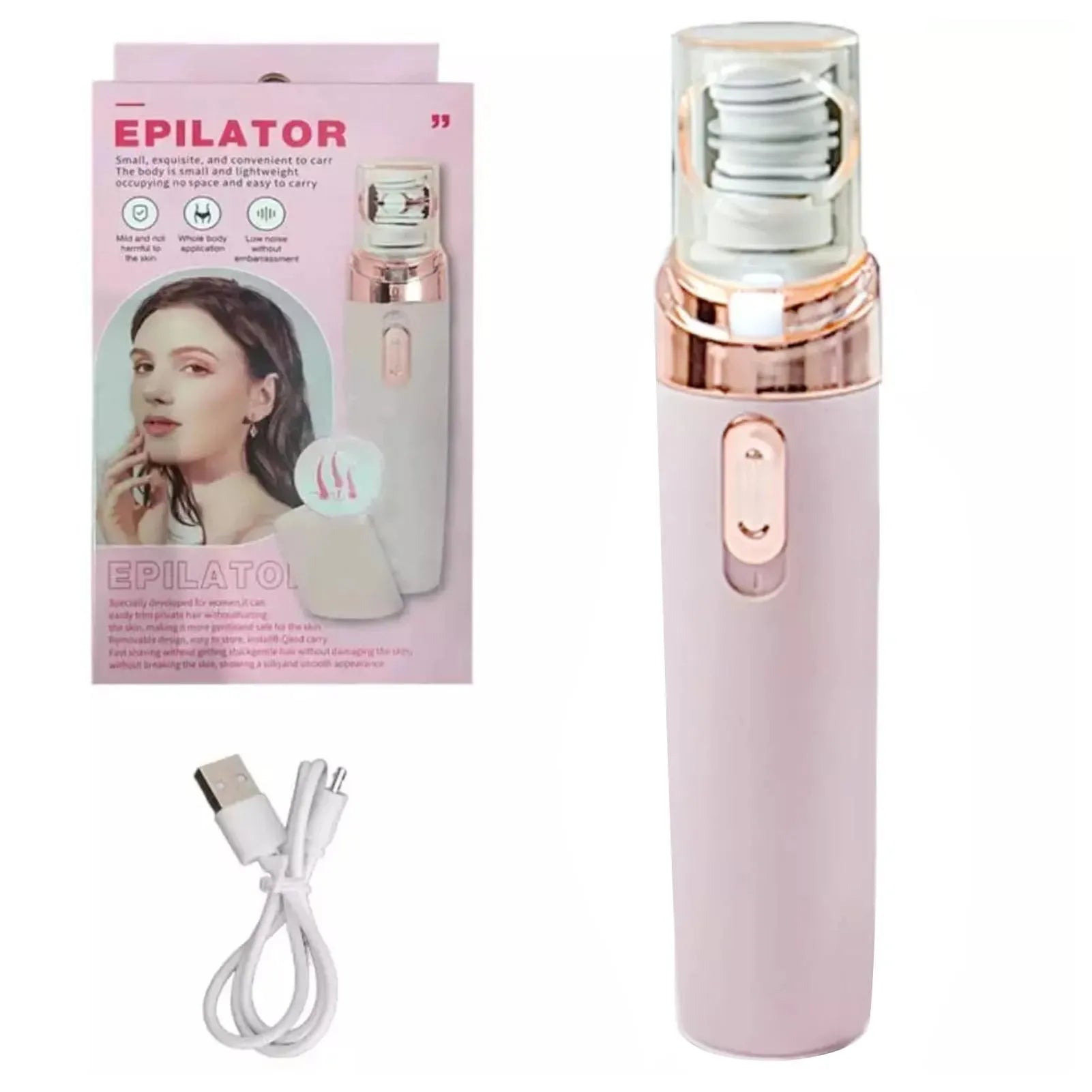 Depiladora Facial eléctrica para mujer, depiladora recargable, depiladora de vello Facial indolora para cara, axila, pierna trasera