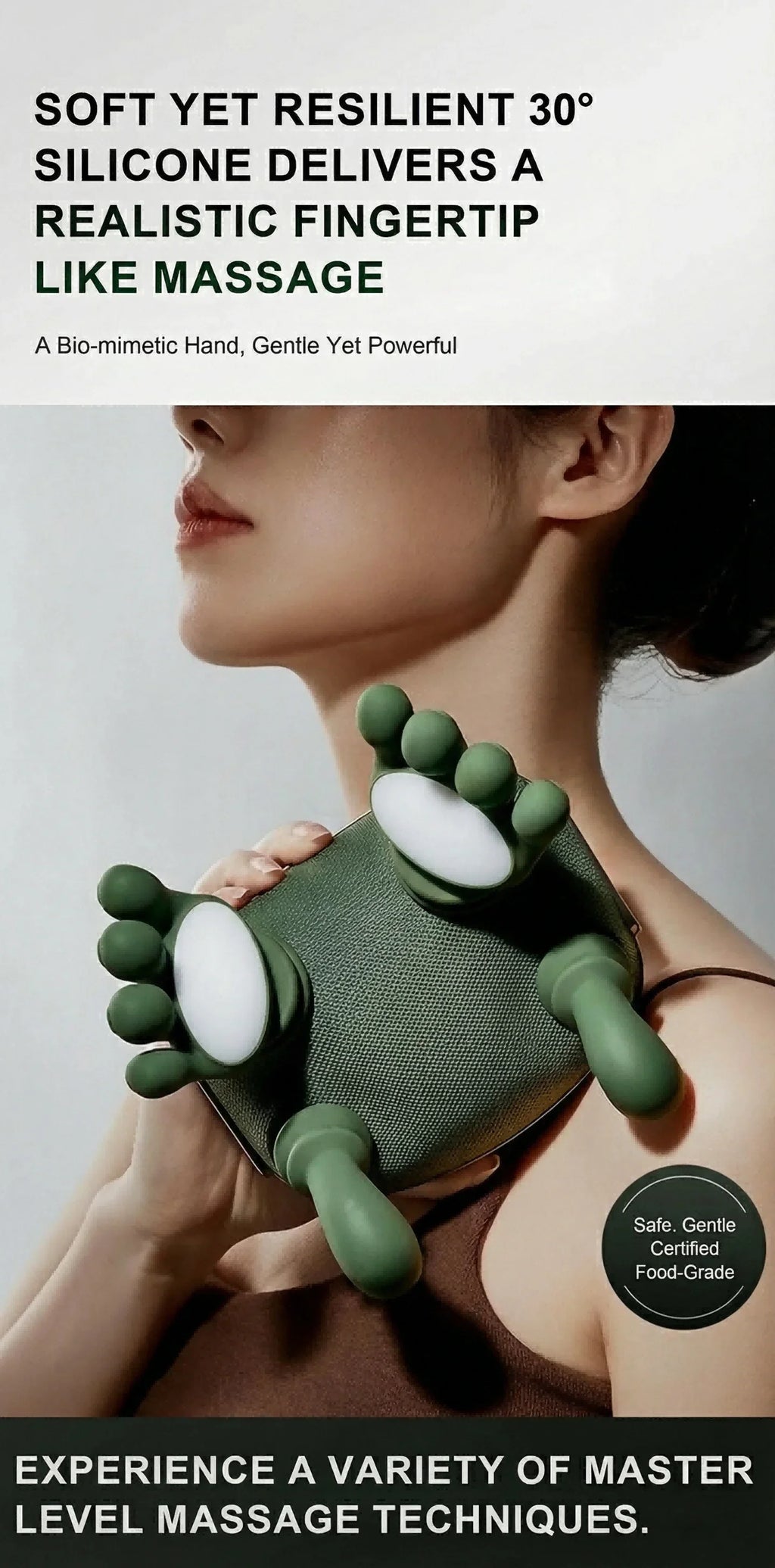 Masajeador inteligente totalmente automático para hombros y cuello con masaje de amasamiento con los dedos, fuente de alimentación USB para aliviar la fatiga física