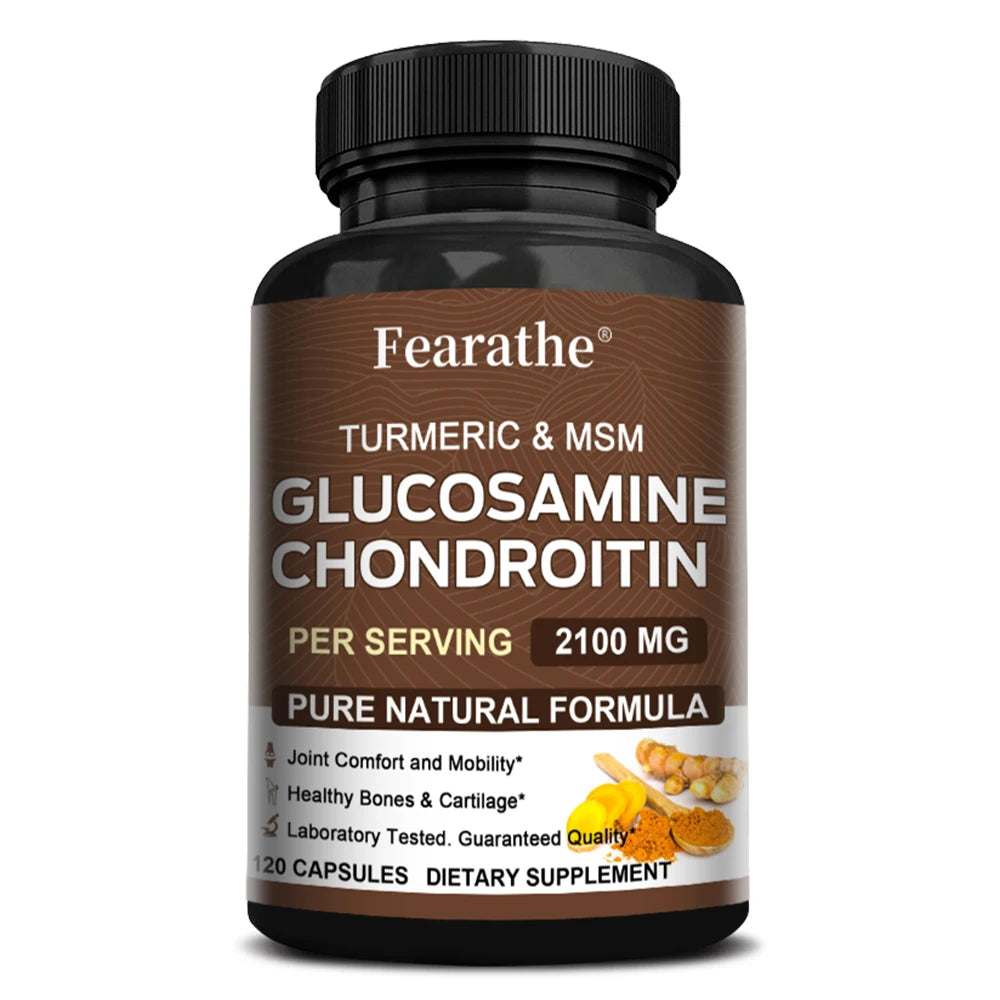 Glucosamina, Condroitina y MSM – Suplemento para el Soporte de las Articulaciones para Mujeres y Hombres con Sulfato de Glucosamina para el Cartílago y la Flexibilidad