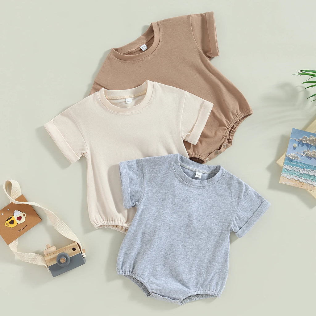 Baby Solid-Color Short-Sleeve Romper