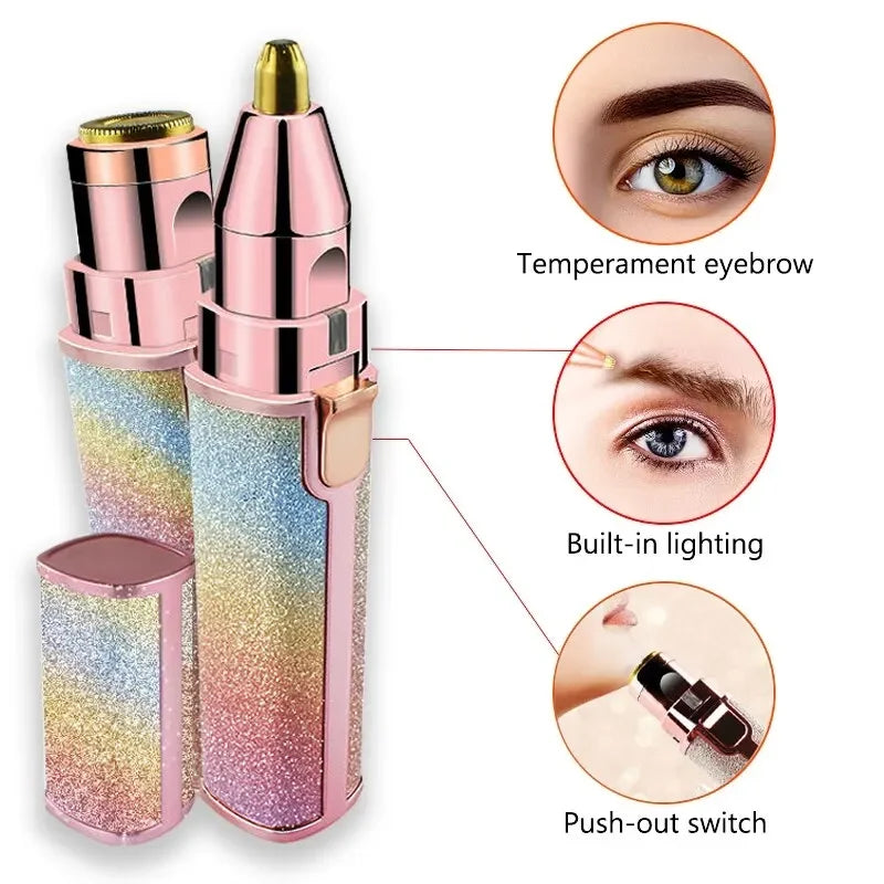 Depiladora eléctrica portátil 2 en 1 recargable, depilación facial, afeitadora de cejas, afeitadora facial indolora para rostro y labios.